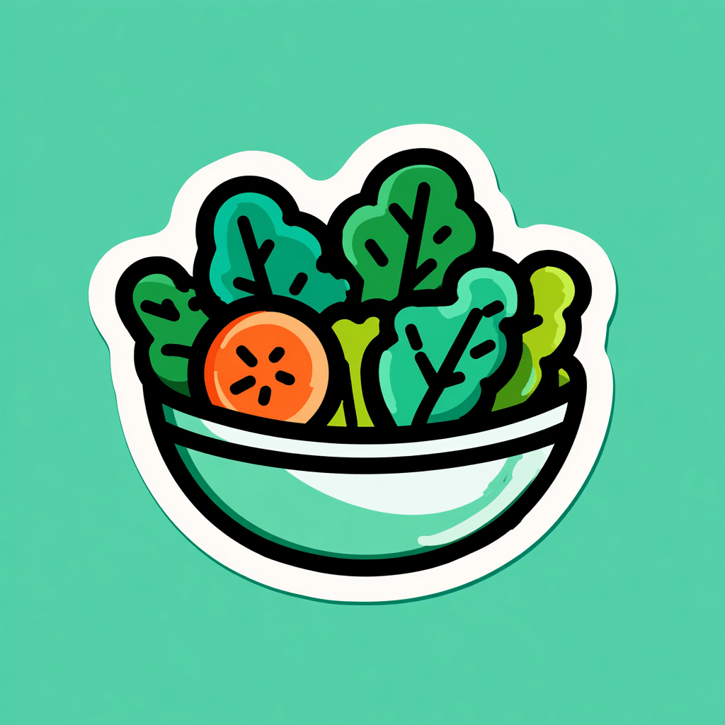 Vector icon of a salad bowl with greens and tomato, for Recipe category