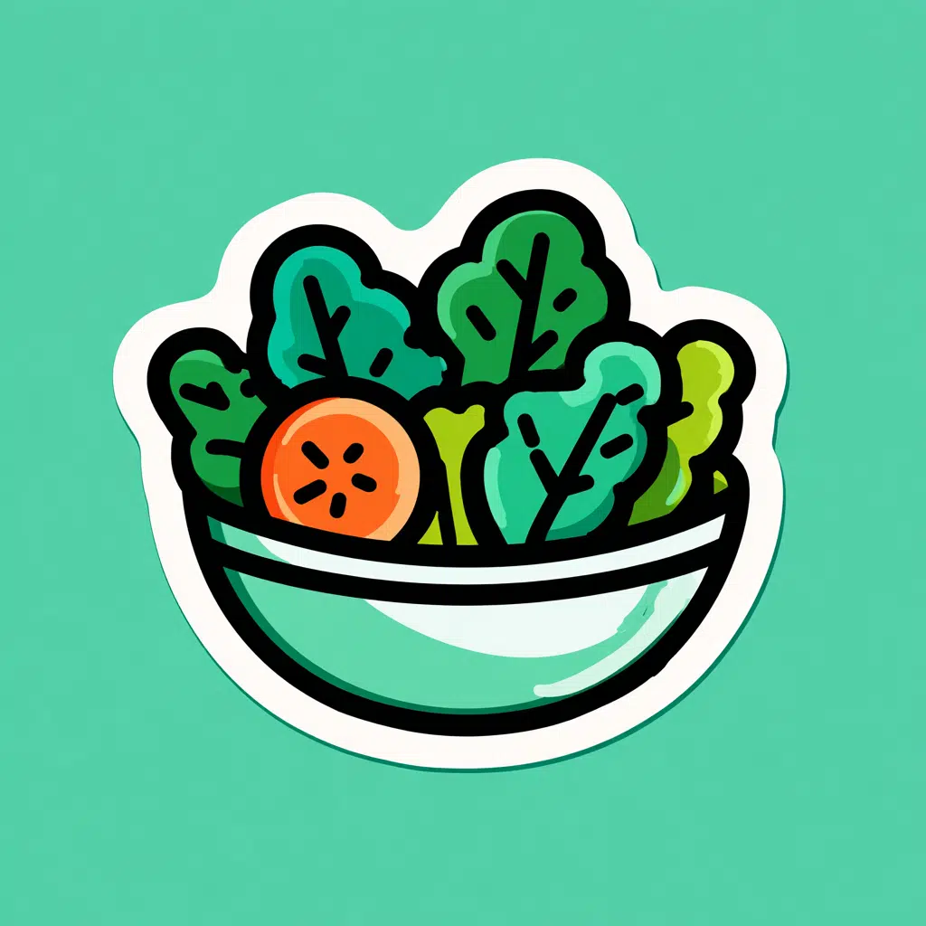 Vector icon of a salad bowl with greens and tomato, for Recipe category