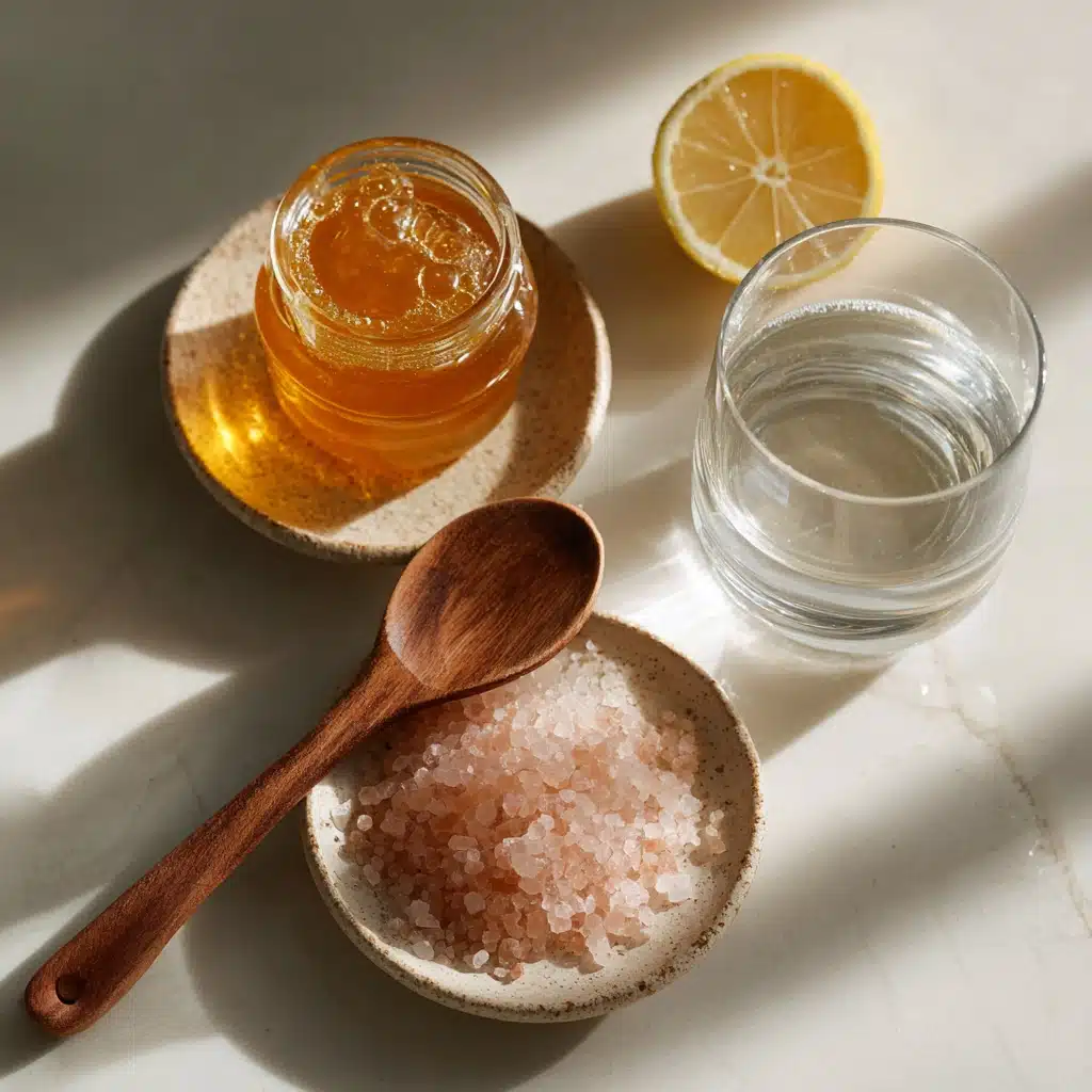 Ingredients for Himalayan salt Pre-workout recipe in flat lay