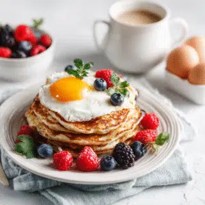 protein pancake mix with Greek yogurt and eggs