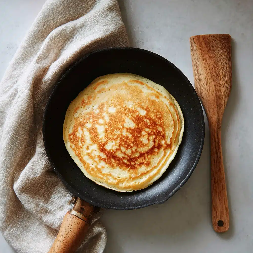 Cottage cheese protein pancakes cooking on stovetop