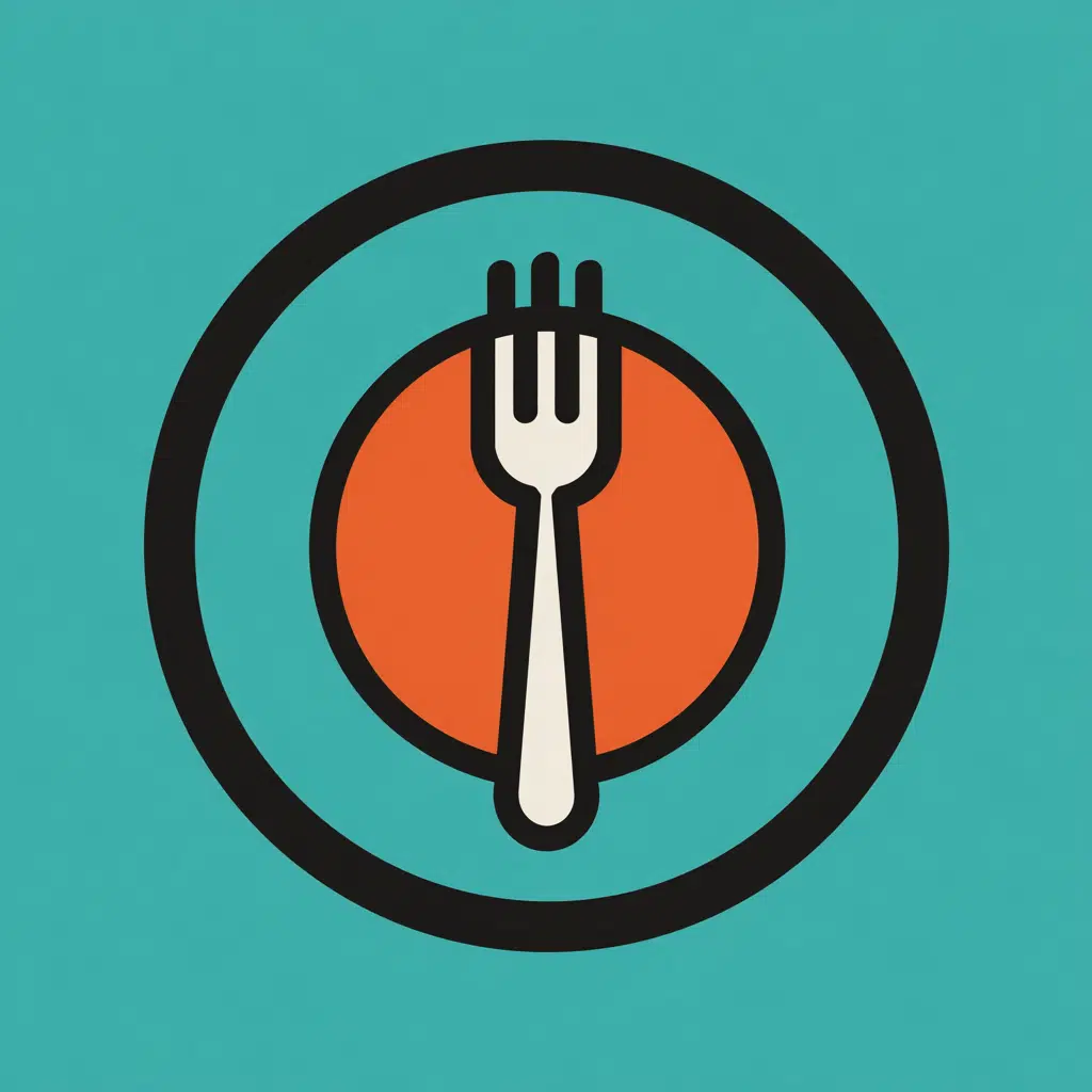 Fork on plate vector icon for Snack category