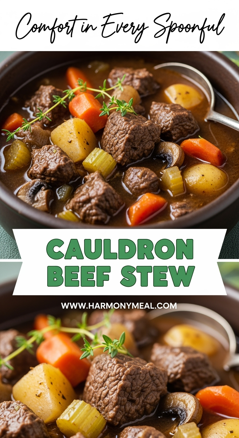 cauldron-beef-stew-pinterest-photo Cauldron Beef Stew soup with tender beef, vegetables, and fresh thyme garnish