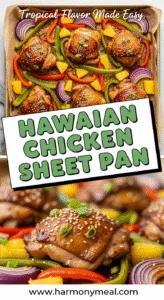 Hawaiian chicken sheet pan dinner with soy-glazed thighs and veggies