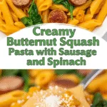 Creamy butternut squash pasta with sausage spinach vibrant fall recipe