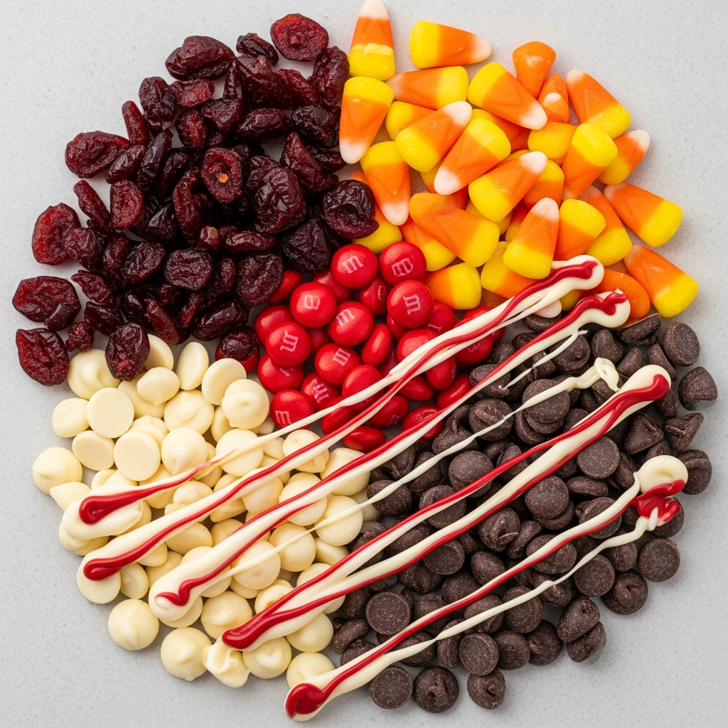 vampire-bite-trail-mix-closeup Vampire Bite Trail Mix ingredients close-up bright vibrant colors texture