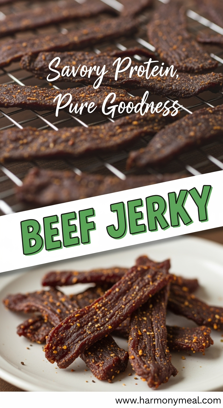 Savory beefcake jerky strips drying and plated with vibrant seasoning
