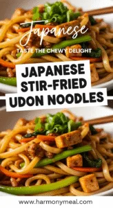Japanese stir-fried udon noodles with pork, vegetables, and savory sauce