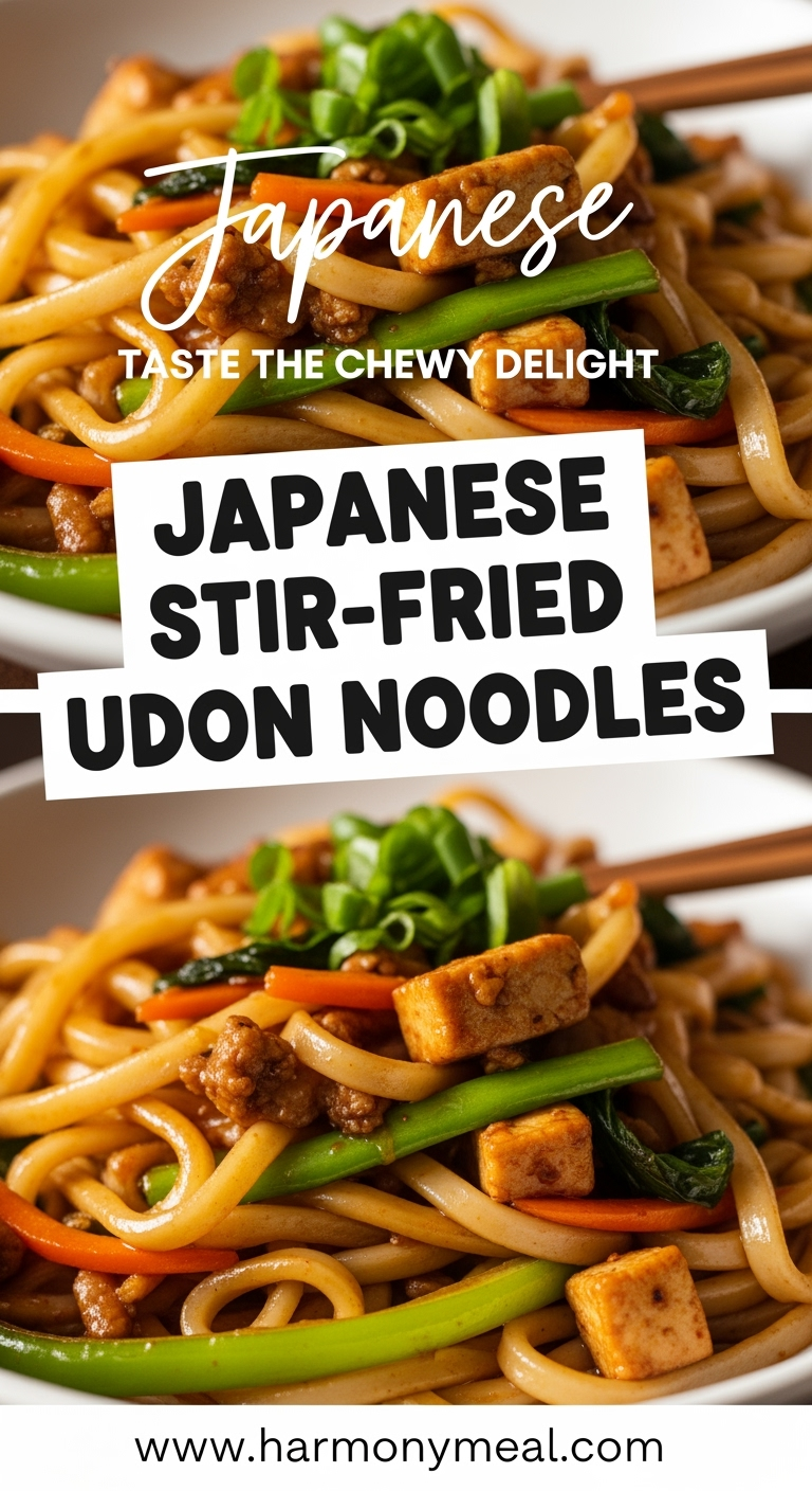 Japanese stir-fried udon noodles with pork, vegetables, and savory sauce