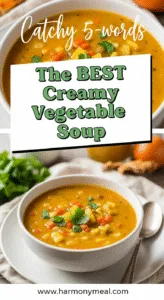 Creamy vegetable soup bowl with fresh ingredients and vibrant colors