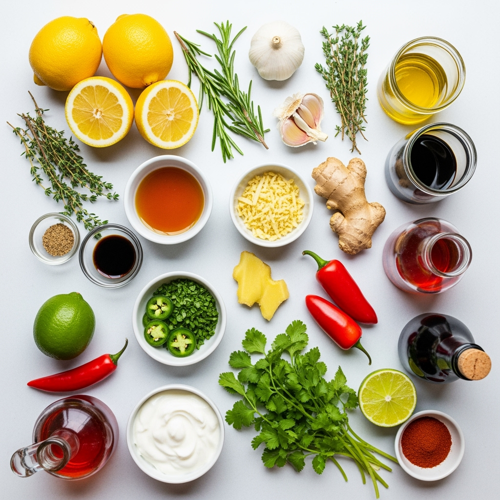 lemon-wedges-thyme-oregano-oil-honey Fresh lemon wedges with thyme, oregano, garlic, honey, and spices recipe