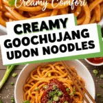 Creamy Gochujang Udon Noodles That’ll Spice Up Your Dinner Tonight 2 Creamy gochujang udon noodles with sesame seeds and green onions