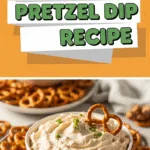 Creamy pretzel dip recipe with assorted pretzels, vibrant natural lighting