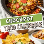 Crockpot Taco Casserole Recipe Hacks You Need to Try Tonight 2 Crockpot Taco Casserole with beef, beans, cheese, and vibrant garnishes