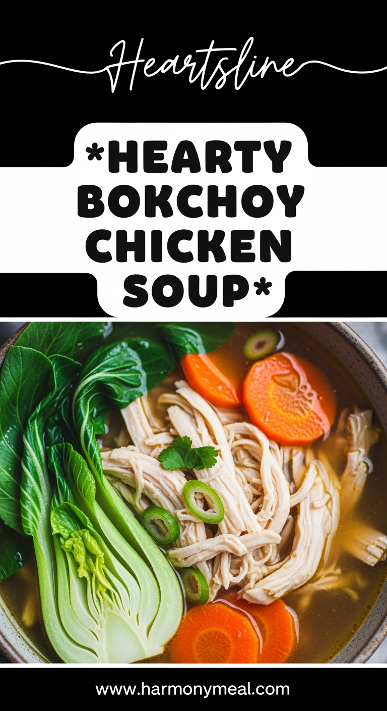 Hearty bokchoy chicken soup with tender chicken and vibrant vegetables