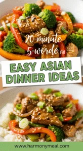 Easy Asian dinner ideas stir fry with colorful vegetables and protein