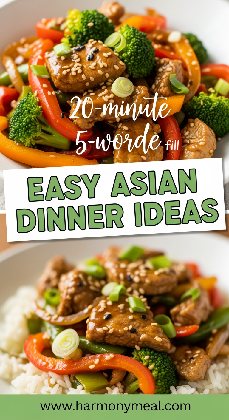 Easy Asian dinner ideas stir fry with colorful vegetables and protein