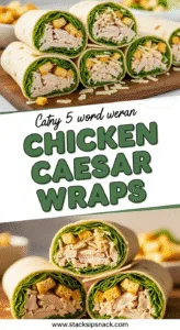 Chicken Caesar wraps with fresh romaine, chicken, Parmesan, and creamy dressing