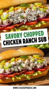 Savory chopped chicken ranch sub with creamy dressing and fresh vegetables