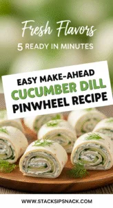 Easy Make-Ahead Cucumber Dill Pinwheel Recipe with fresh herbs