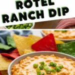 Rotel Ranch Dip creamy Tex Mex party dip with shredded cheddar toppings