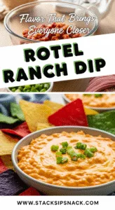 Rotel Ranch Dip creamy Tex Mex party dip with shredded cheddar toppings