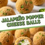 Jalapeño Popper Cheese Balls That Will Steal Your Snack Time 2 Crispy golden Jalapeño Popper Cheese Balls on rustic white platter