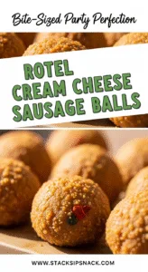 Rotel cream cheese sausage balls golden baked party appetizer closeup
