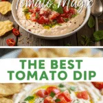 The best Tomato Dip Recipe to Wow Your Guests Every Time 2 Best tomato dip with fresh tomatoes, basil, pita, and cucumber slices