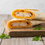 Cozy Cheesy Garlic Chicken Wraps 8 Cozy cheesy garlic chicken wrap recipe cut open