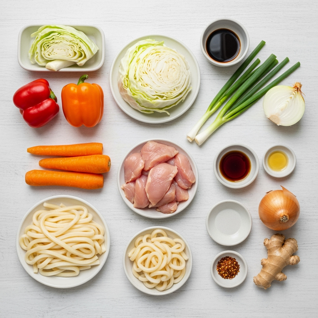 JAPANESE STIR FRIES UDON NOODLES 5 fresh japanese udon noodle ingredients flatlay 2025 09 30T143553.758Z 1