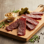 Jack Link's Beef Jerky 6 Jack Links Original Beef Jerky recipe on rustic cutting board