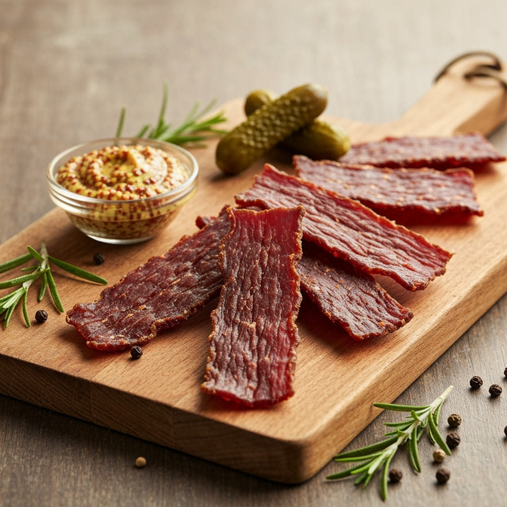 Jack Links Original Beef Jerky recipe on rustic cutting board