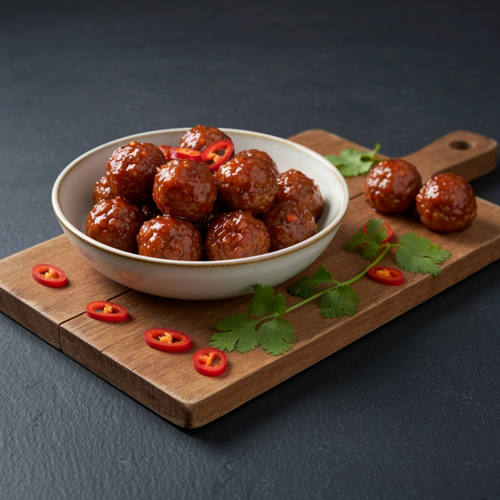 Sweet Chili Meatballs Crockpot 4 rustic wooden board glazed chili meatballs 2025 09 30T201203.717Z 1
