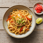 JAPANESE STIR FRIES UDON NOODLES 8 Savory Japanese stir-fried udon noodles with vegetables.