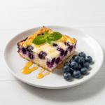 Easy Blueberry Cottage Cheese Breakfast Bake Recipe 6 Blueberry cottage cheese bake slice with honey and mint
