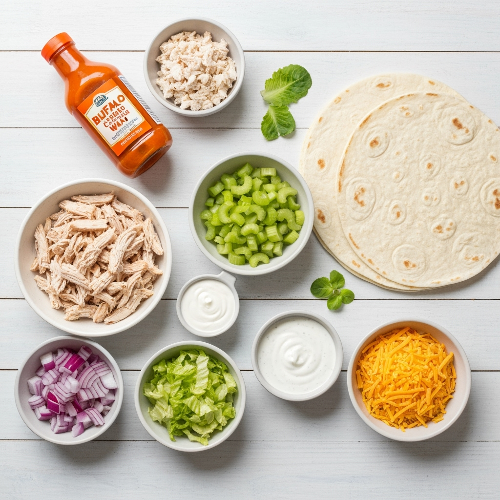 Buffalo Chicken Wrap 5 buffalo chicken wrap ingredients overhead 2025 10 06T101230.570Z 1