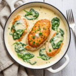 Chicken Florentine Recipe 8 Creamy Chicken Florentine recipe in a rustic skillet