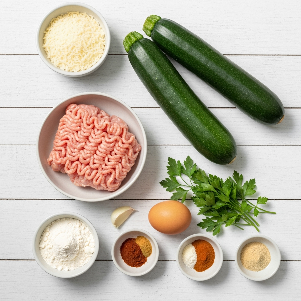 High-Protein Chicken Zucchini Fritters 5 chicken zucchini fritters ingredients overhead 2025 10 05T215243.562Z 1