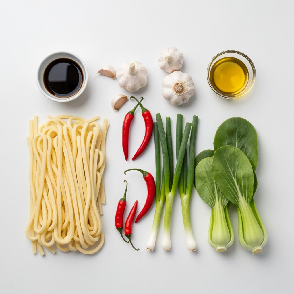 chilli garlic udon ingredients flat lay 2025 10 01T194017.454Z