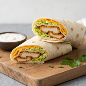 Crispy chicken ranch snack wrap recipe with fresh ingredients