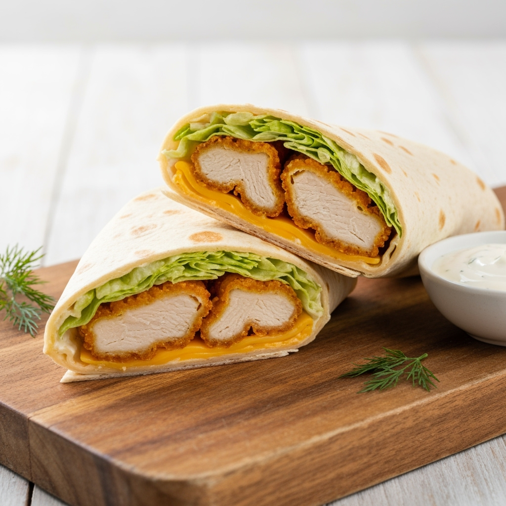 Crispy chicken ranch wrap recipe with fresh ingredients