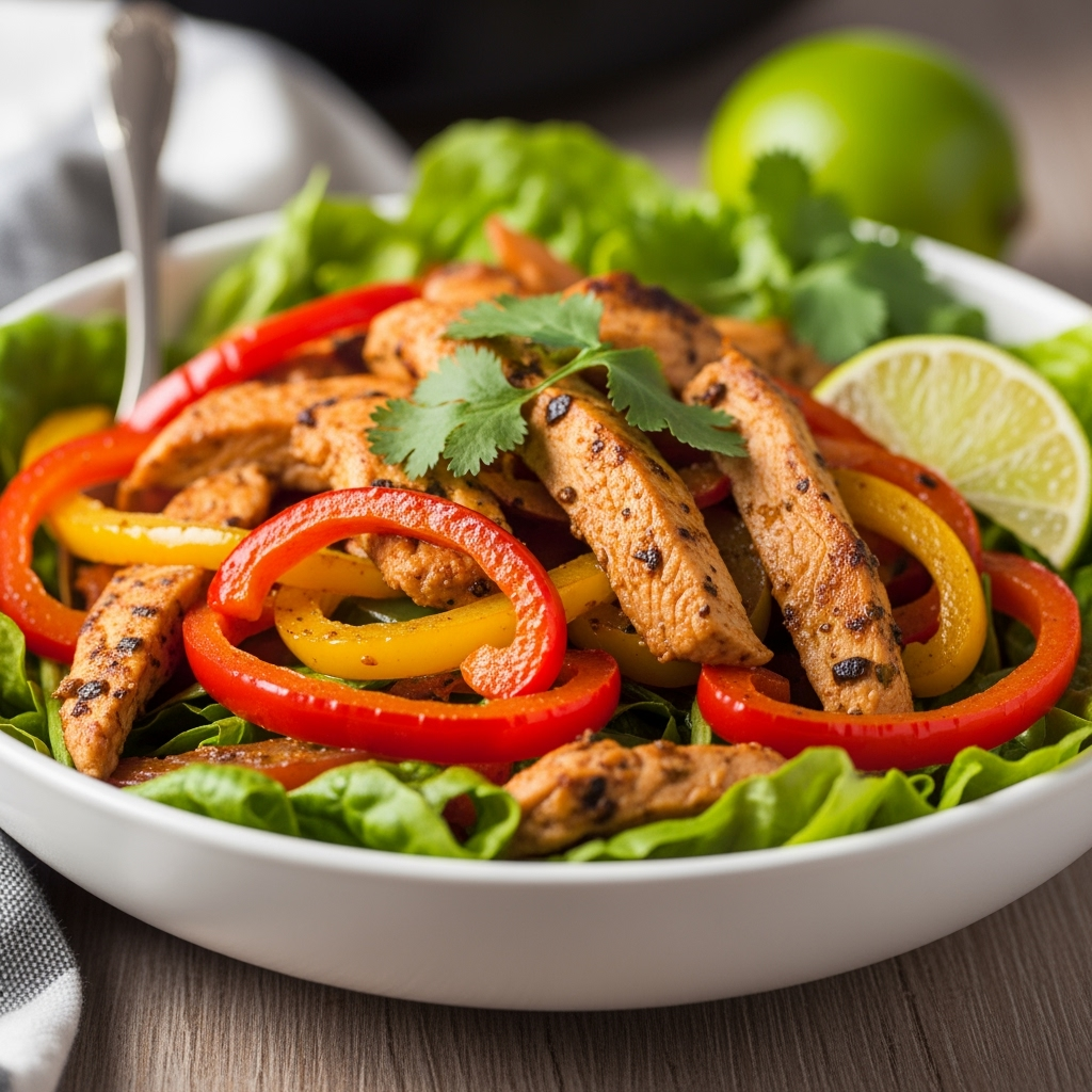 Crockpot Chicken Fajitas 10 Crockpot Chicken Fajitas with colorful bell peppers and cilantro