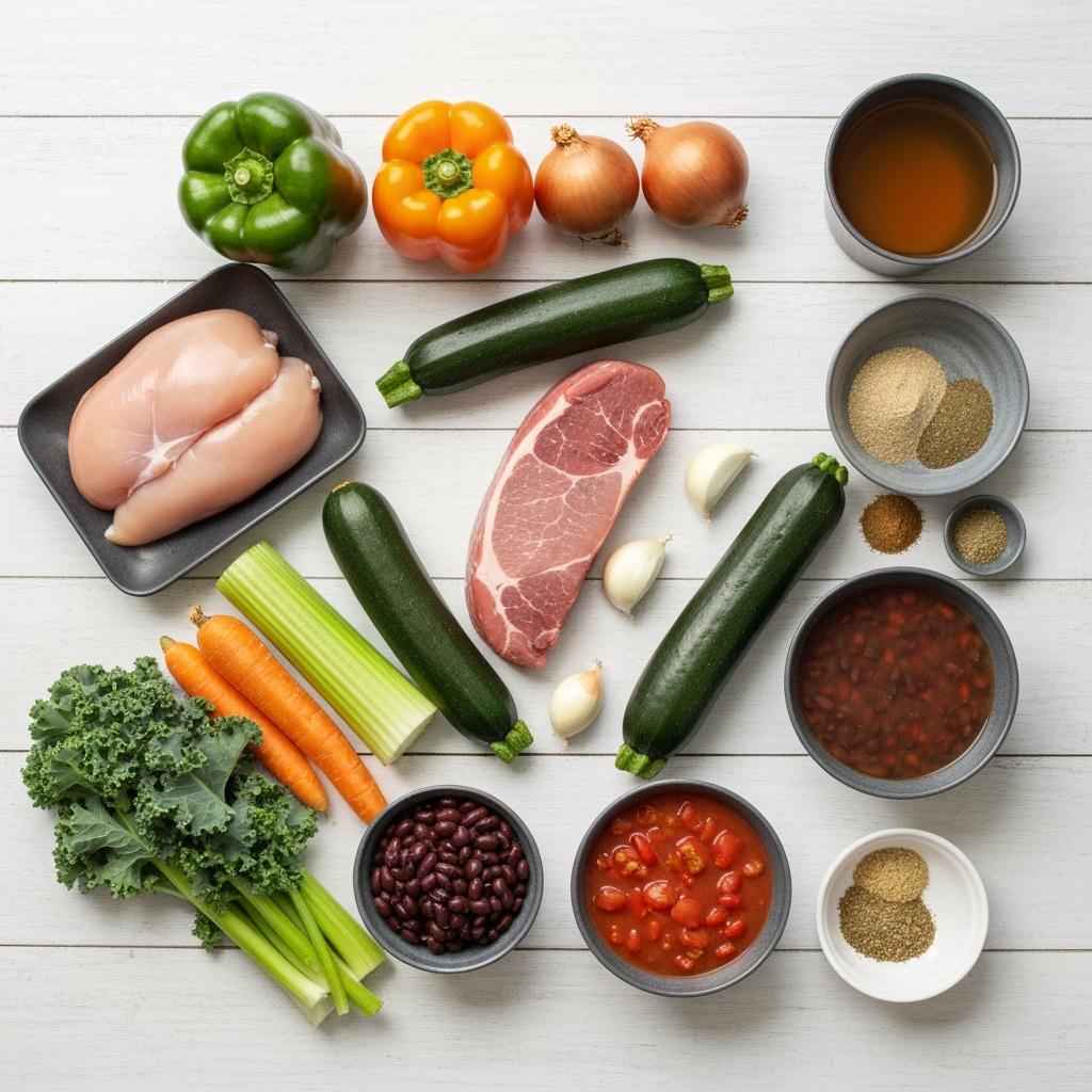 Crockpot Meals for Diabetics (Slow Cooker) 4 crockpot diabetic meals ingredients overhead 2025 10 04T215320.506Z 1