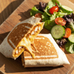 Gooey Cheesy Garlic Chicken Wraps 8 Gooey cheesy garlic chicken wrap with fresh side salad