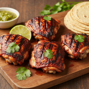Juicy grilled pollo asado chicken thighs with achiote marinade