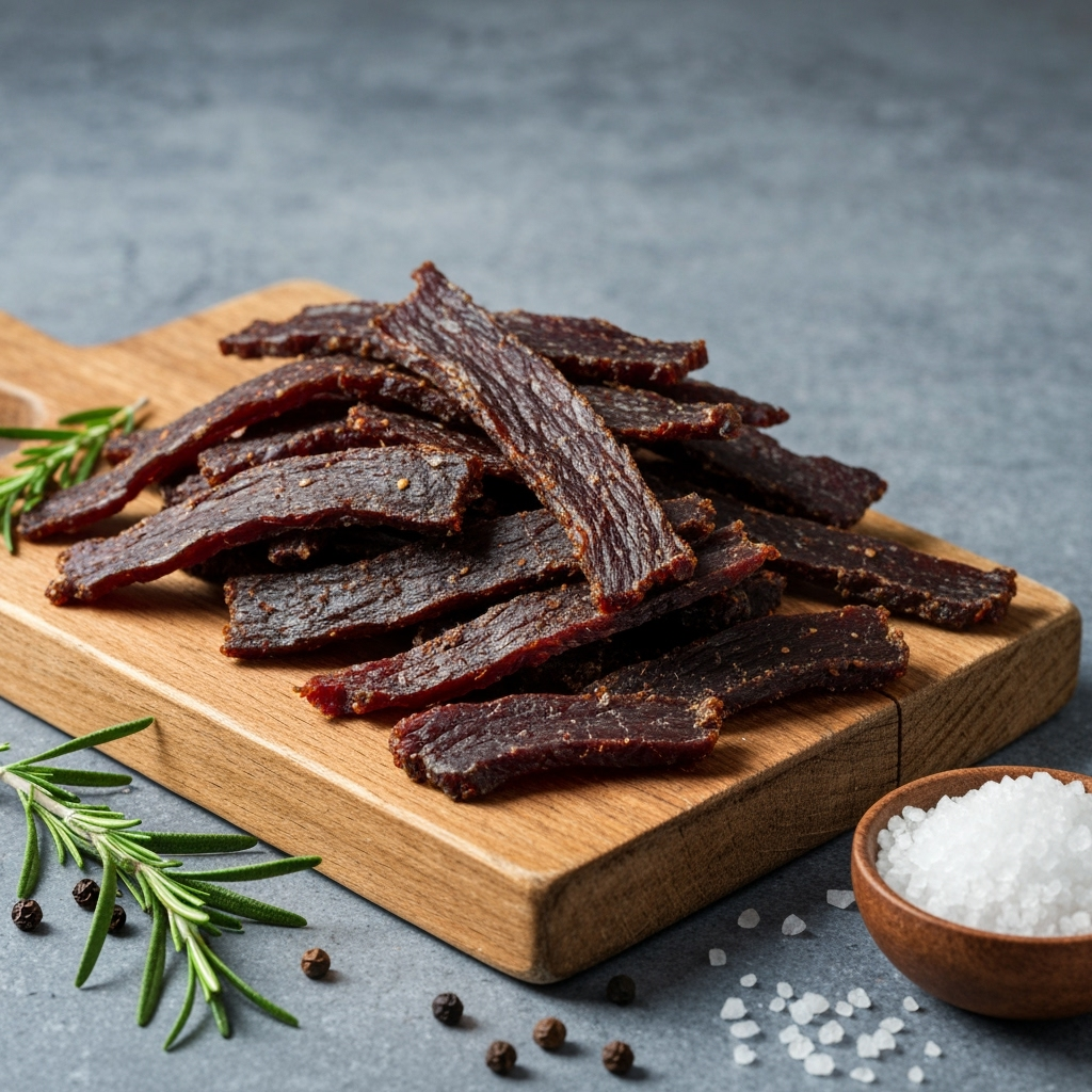Deer Jerky Recipe 4 homemade deer jerky rustic wooden board 2025 10 02T155833.714Z