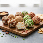 Mini ranch cheese balls with pecans chives and bacon
