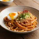 Peanut Gochujang Udon 6 Creamy peanut gochujang udon noodles with soft boiled egg