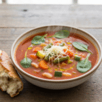 Olive Garden Vegetable Soup 8 Hearty Olive Garden Vegetable Soup in rustic ceramic bowl